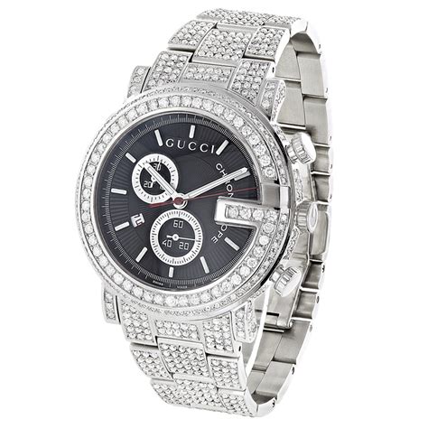 gucci white diamond watch|Gucci watch diamond bezel.